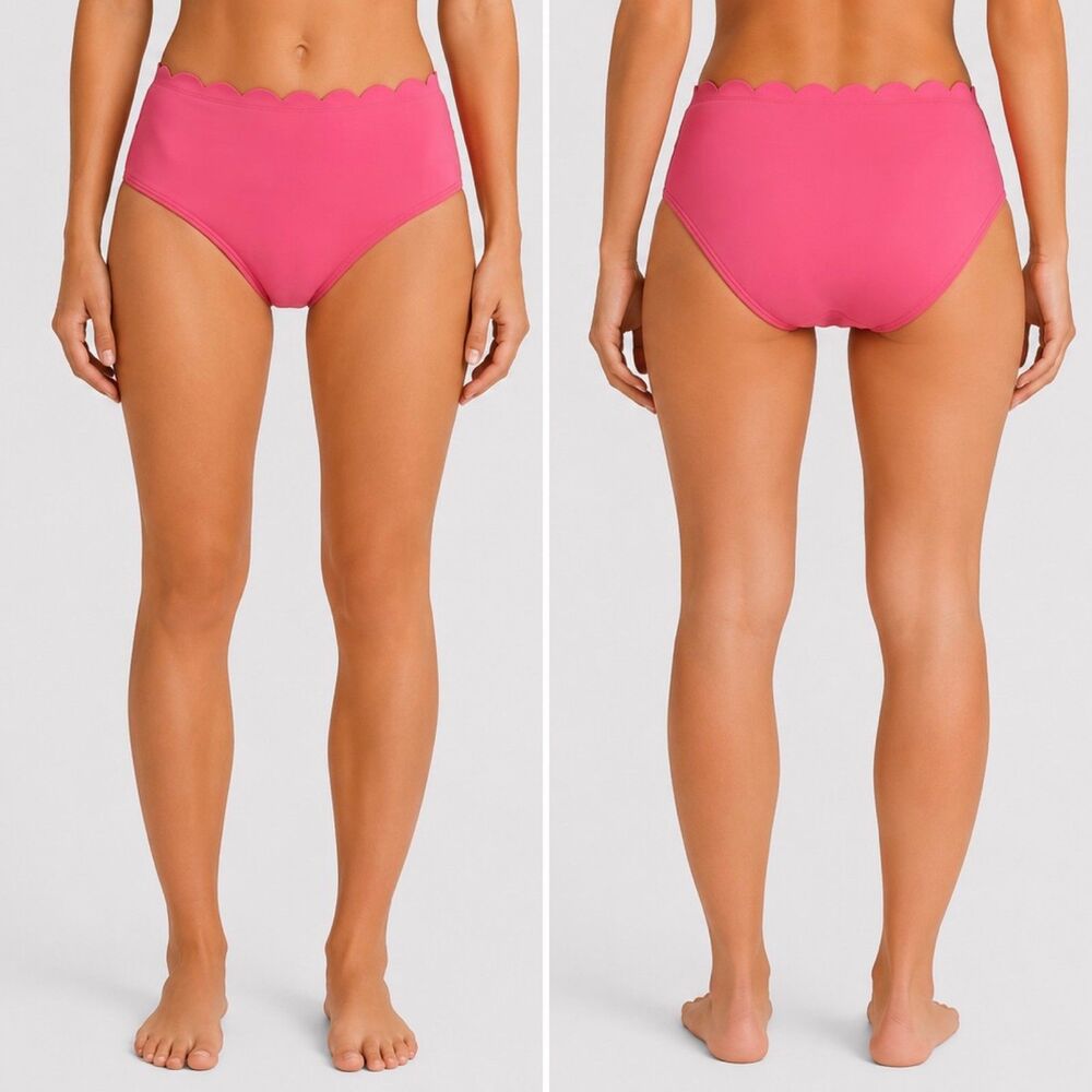 Kate Spade Swim Bikini Meadow Pink Scalloped Hipster Bottom L